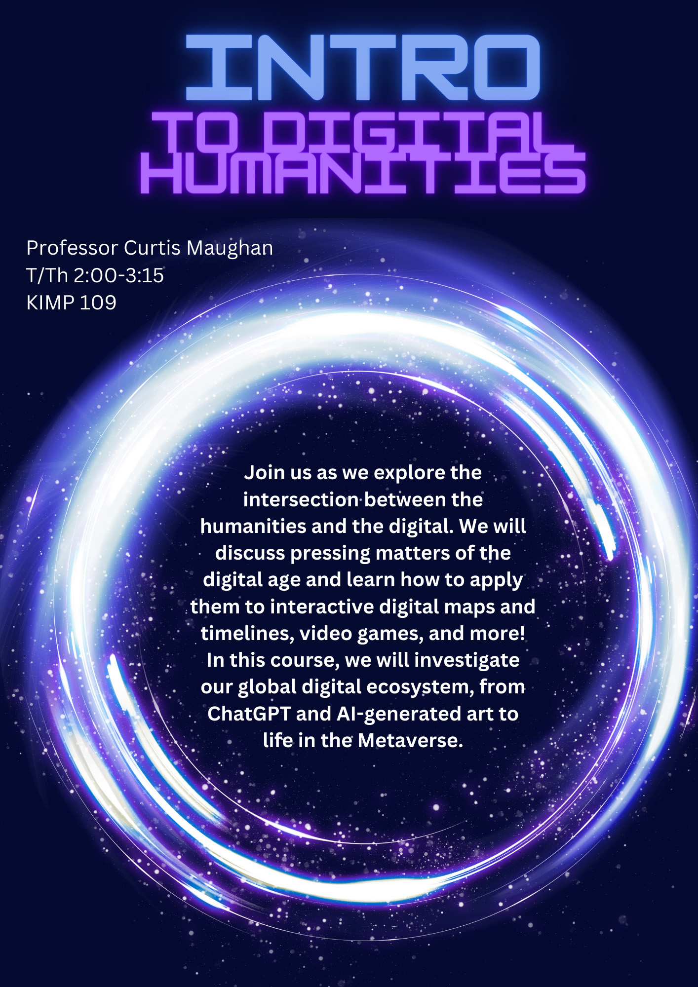 Introduction to Digital Humanities course poster.